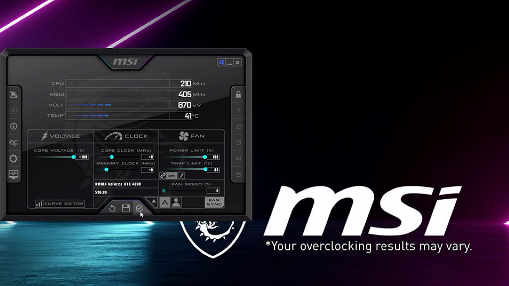 What is a safe overclock setting for MSI Afterburner?