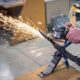 sharpen lawn mower blades with an angle grinder