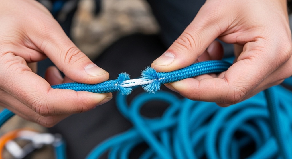 checking climbing rope durability test by hand compression method