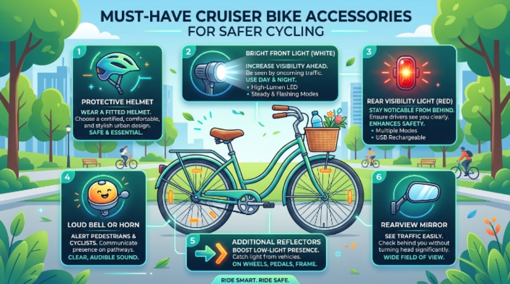 Must-have cruiser bike accessories for safer cycling