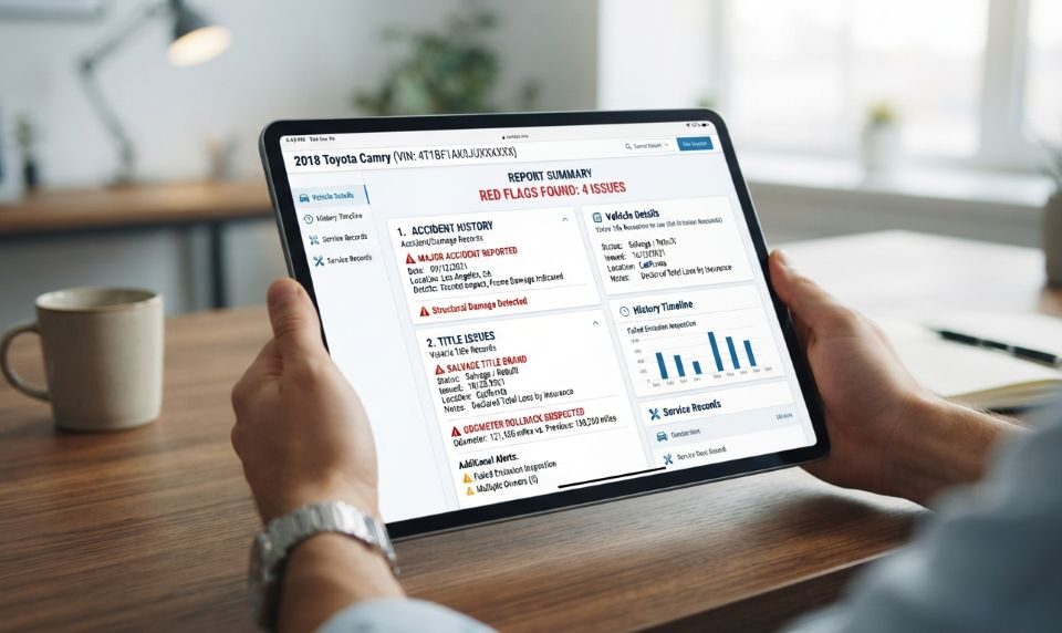 Vehicle history report checklist for used car buyers